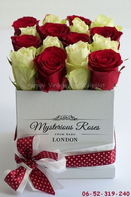 Vörös-fehér rózsa box 1. (16 szál) - Apropó Virágbolt Debrecen Vörös-fehér rózsa box 1. (16 szál) - Apropó Virágbolt Debrecen